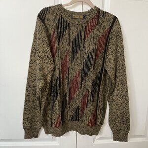 Scala Milano Italy Sweater Mens M Grandpa Academia Wool Blend Neutral